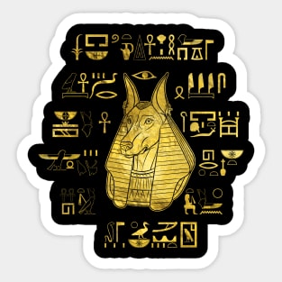 Golden Anubis  with hieroglyphs Sticker